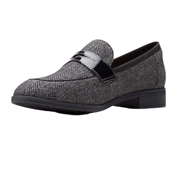Clarks Gray Herringbone Trish Rose Loafers - Picture 1 of 12